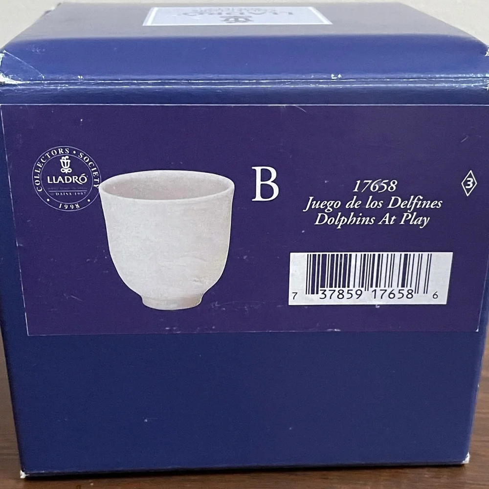 Lladro Collectors Society 1998 Member Gift Dolphins Swimming Cup Candle Holder - Picture 3 of 13